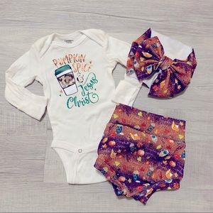 Pumpkin Spice Fall Baby Girl Outfit